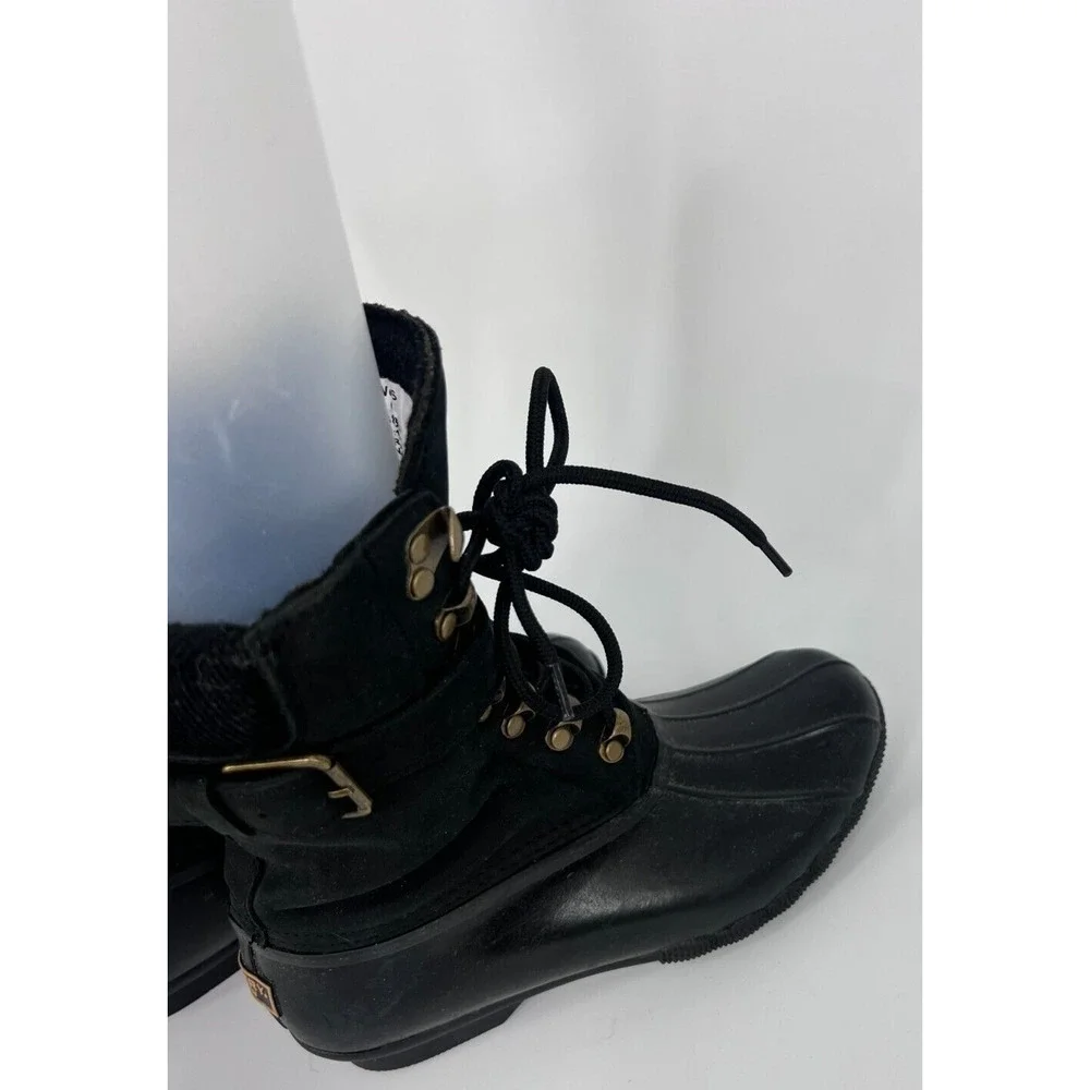 Sperry Shearwater Winter Rain Snow Boots Women's Size 6 Black STS83220